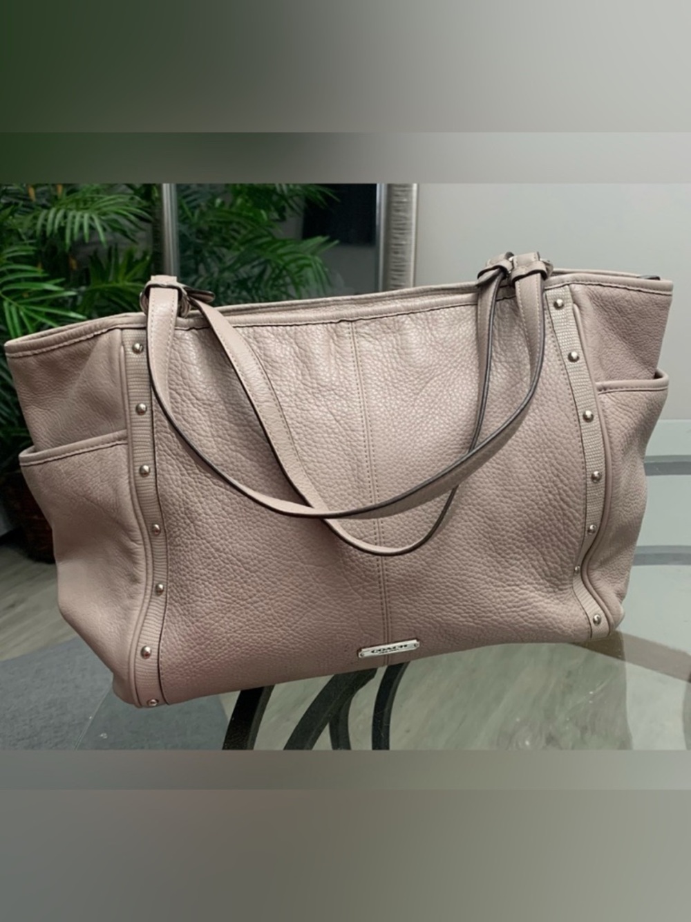 Coach Leather Tote Handbag in Gray - Designer Style